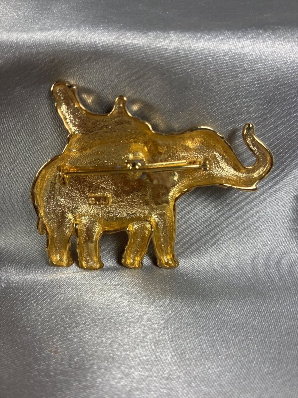 Vintage JJ Jonette Elephant Brooch Gold Tone Indian Howdah Figural Pin - Picture 3 of 8
